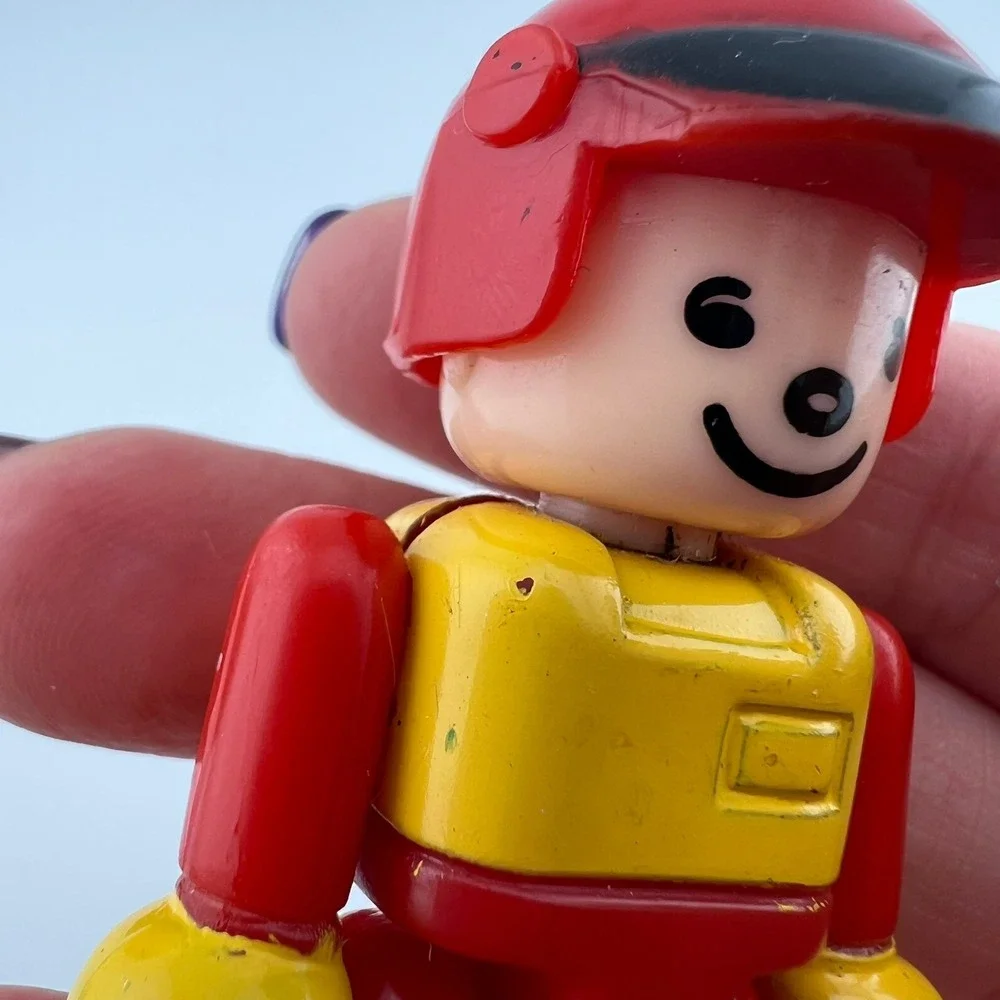 Vintage LEGO DUPLO Figure Red Helmet Yellow Shirt Red Pants 2.5
